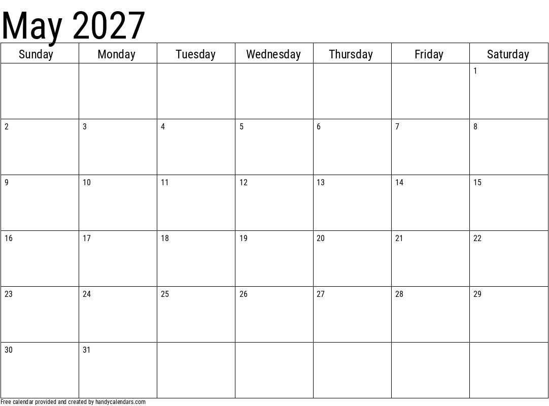 May 2027 Calendars