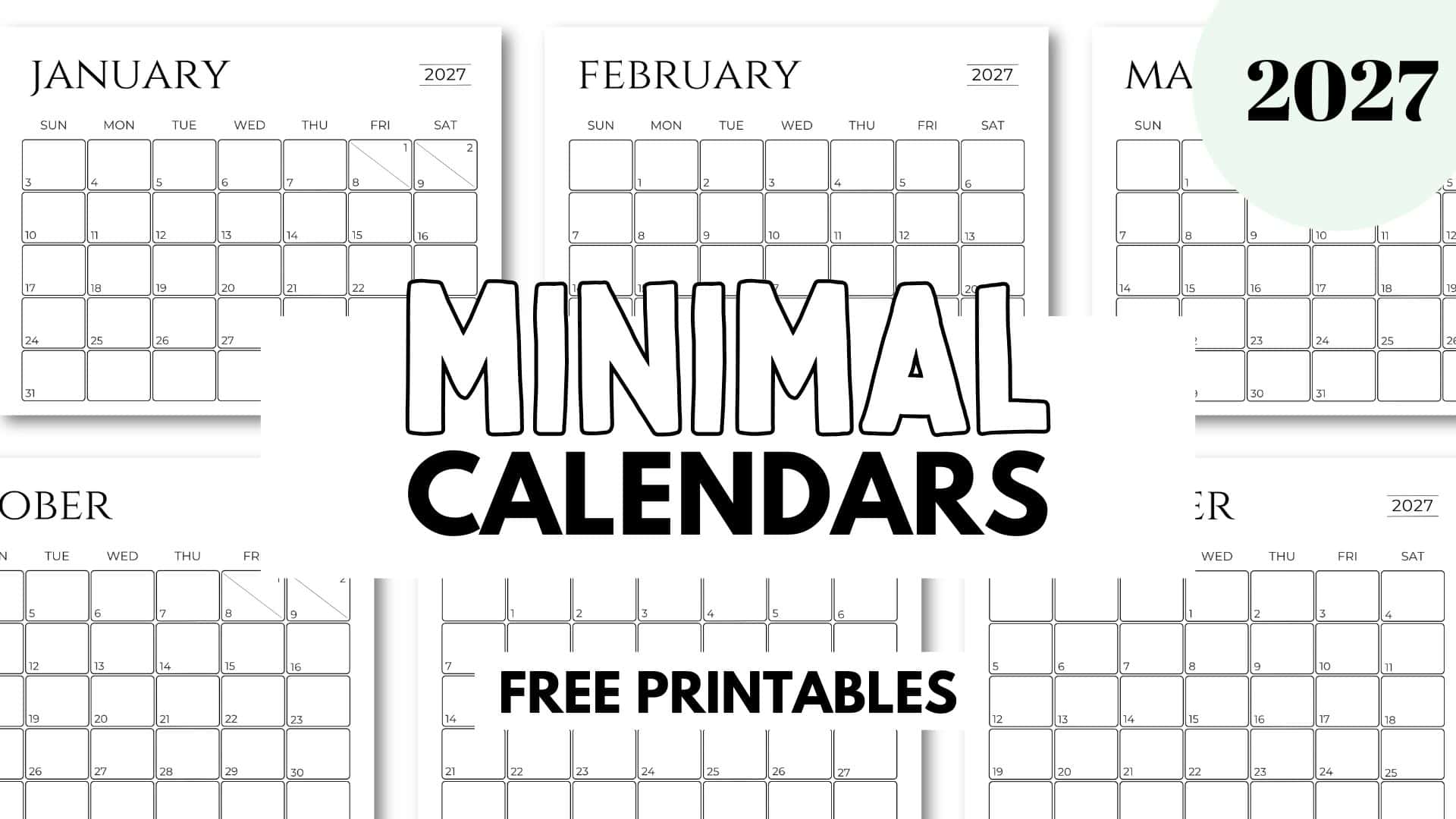 Minimalist Calendar Template 2027