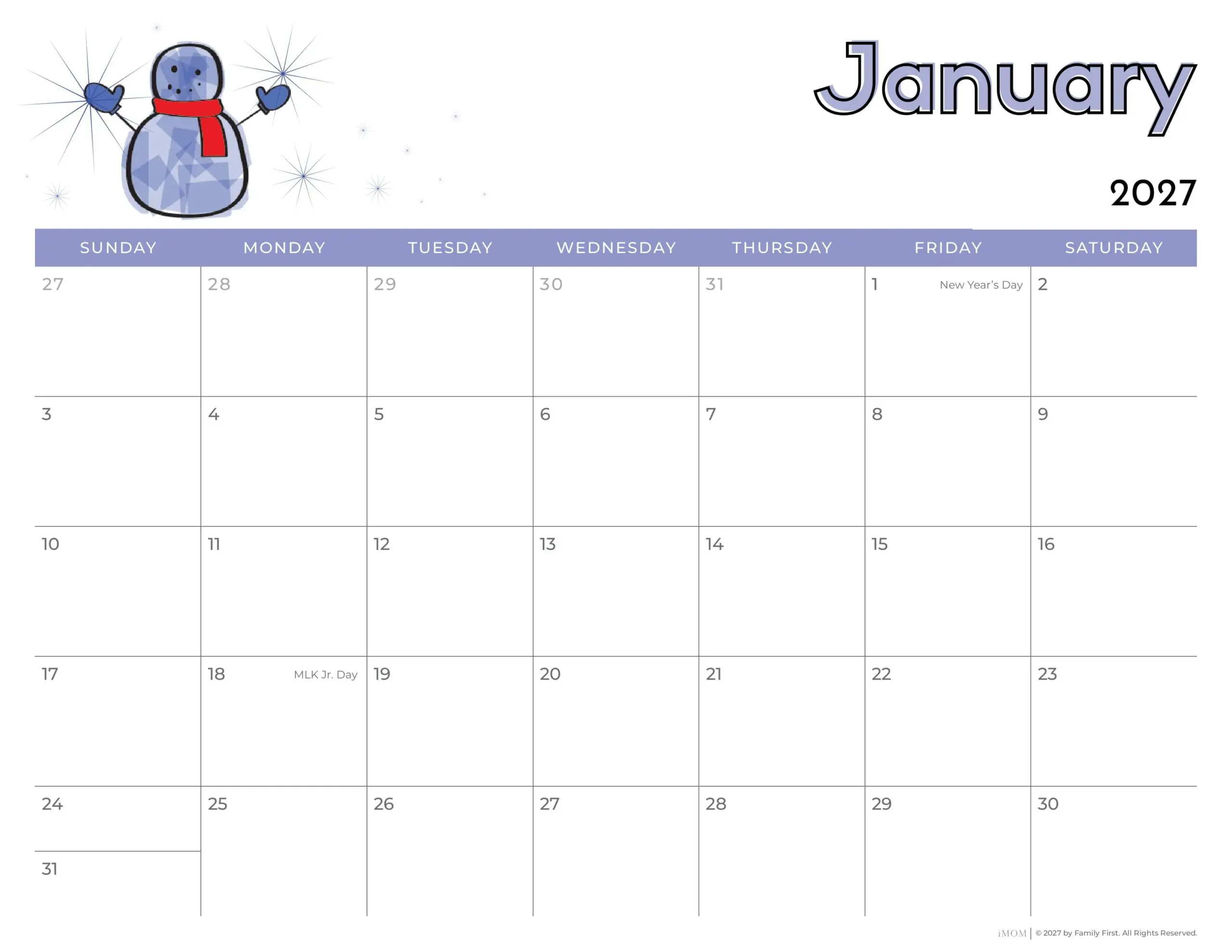 Printable Calendar For Kids