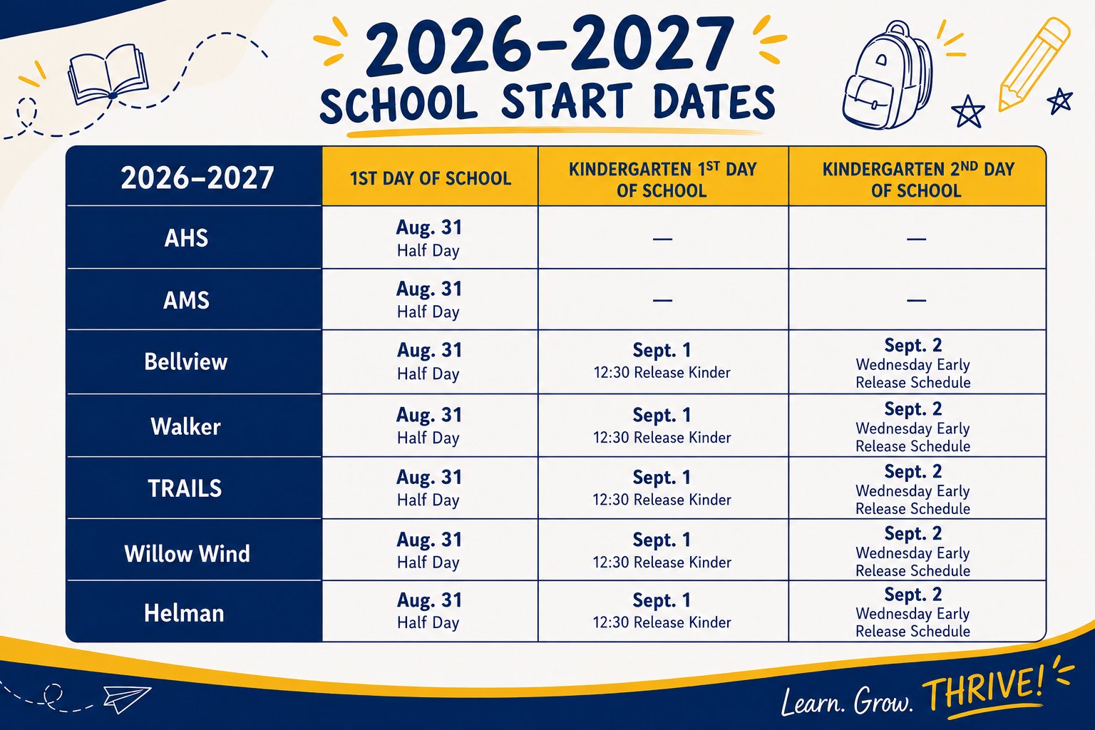 School Day Calendars